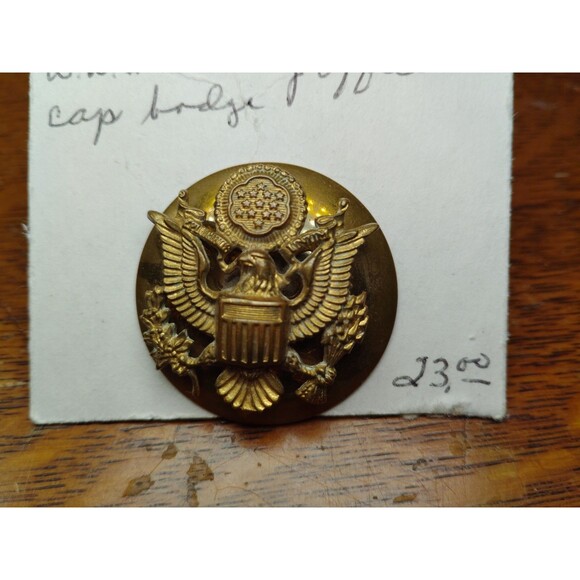 Vintage WWII Brass US Military Army HAT PIN Badge With Eagle E Pluribus Unum VGC - Picture 2 of 4